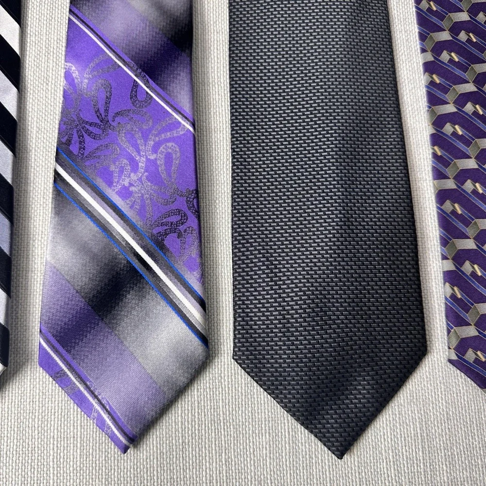 Vintage Classic Purple Grey Necktie Bundle Hennessy George Van Heusen Bill Blass
